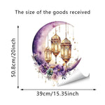 décoration ramadan stickers muraux lanternes colorées lune étoiles dorées floral violet vert rose artisanal