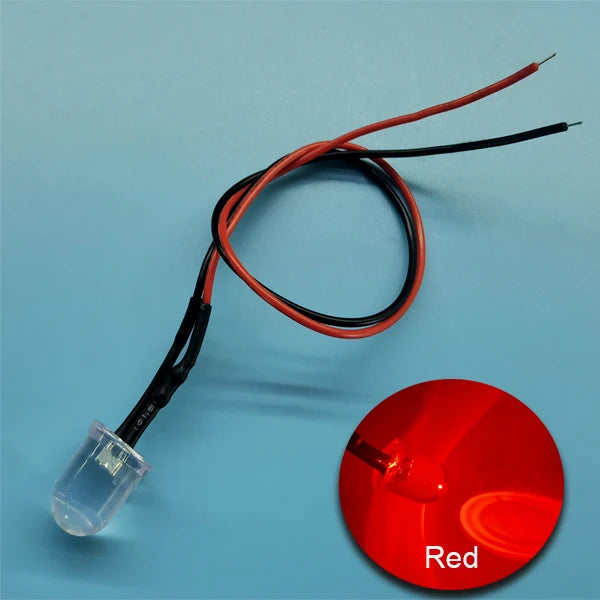 Diodes led rouges bleues vertes transparentes pré câblées 12V ronde modernes 20cm