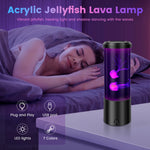 Lampe méduse LED sur bureau avec éclairage vert clair