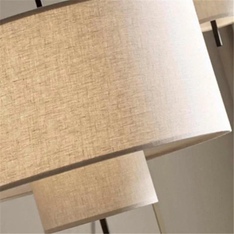 Suspension lumineuse moderne toile lin beige clair salon étude chambre lumière froide neutre chaude