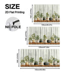 rideau moderne plante verte pots différents cuisine opacité clips fixations polyester machine wash