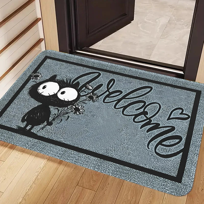 tapis d'entrée gris moderne anti bactéries antidérapant 30x50cm 40x60cm bienvenue