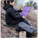 tapis siège pliable extérieur camping randonnée violet vert kaki rembourré velcro anneaux métalliques