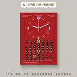 horloge murale moderne mécanique calendrier unique antique rouge noir minimaliste
