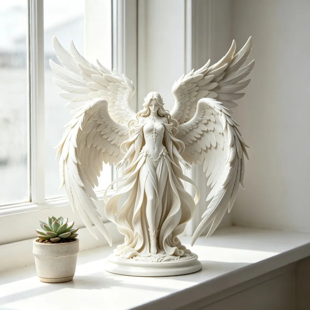 statue ange blanc détails plumes classique décoration intérieure saint valentin mariage anniversaire noël cérémonie