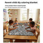 couverture coloriage enfant multicolore graffiti animaux créative daim polyester lavable DIY