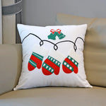 housse coussin noël brodée ho ho ho merry christmas rouge vert polyester coton respectueux