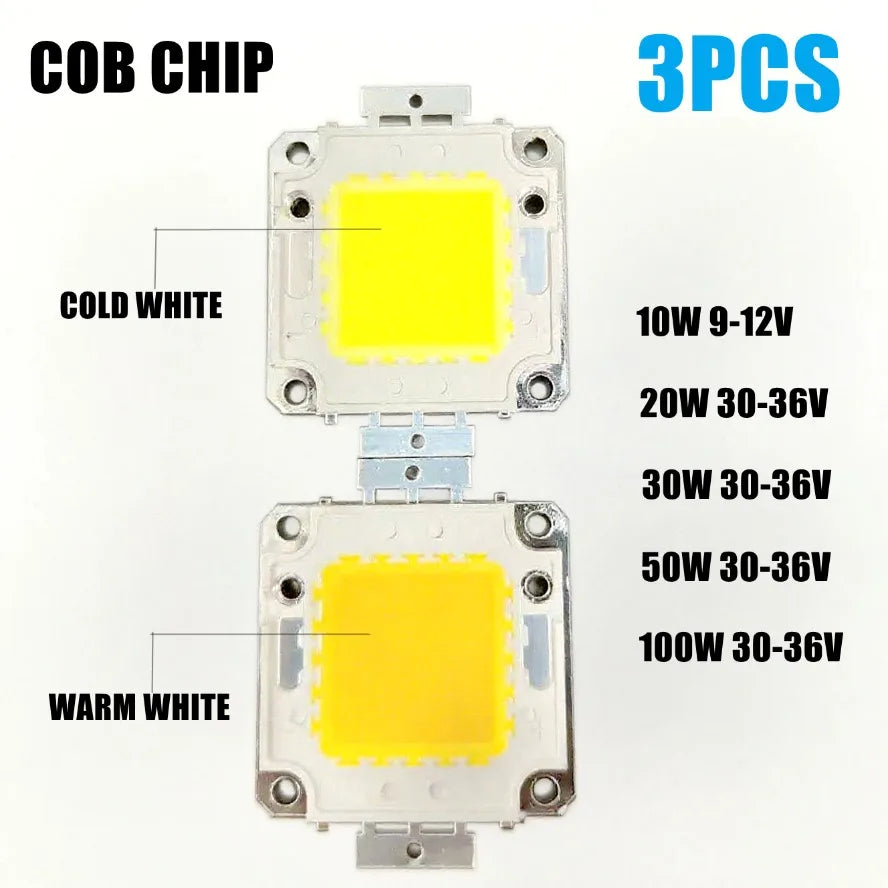 chips led cob 10w 20w 30w 50w 100w blanc chaud froid haute luminosité modernes