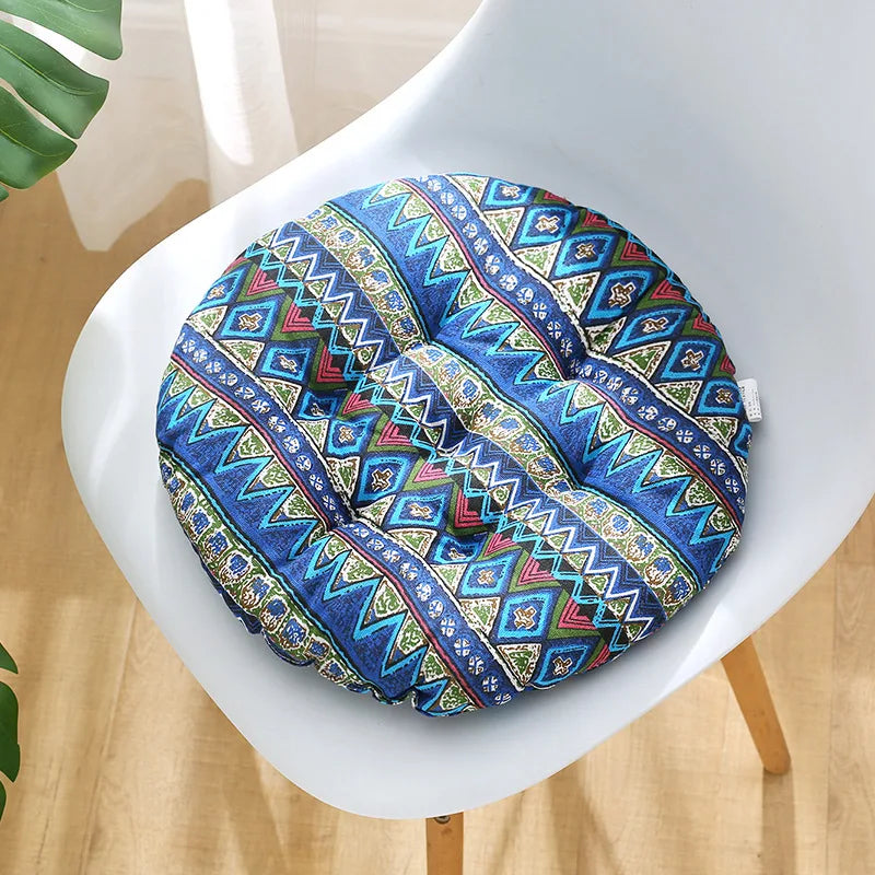 coussin chaise rond confortable mousse polyestère motif géométrique repas siège maison