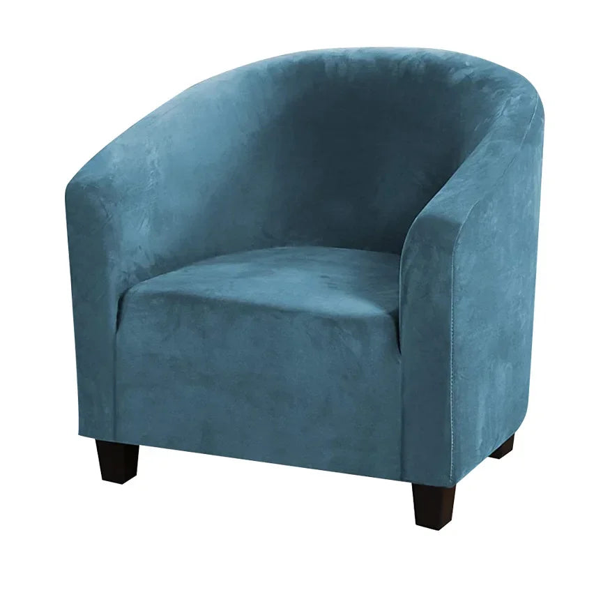 Housse fauteuil velours gris foncé étirable moderne élastiques canapé intérieur extérieur