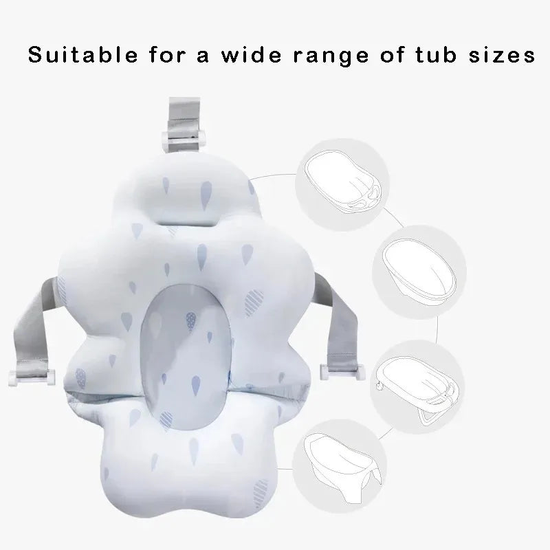 baignoire pliable bébé coussin gouttes étoiles rose moderne confortable sécurité blanc bleuclair