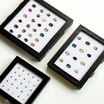 boîte bijoux noir classique clips acier inoxydable taille hinged organizer transparent white lining