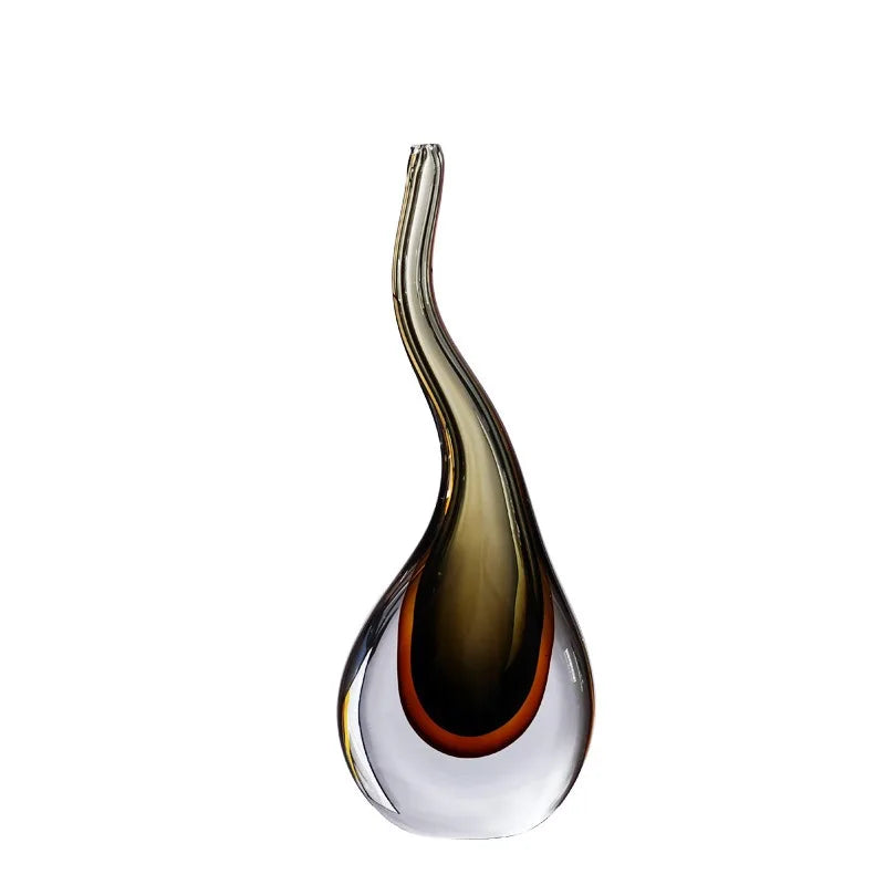 vases decoratifs verre transparent marron bronze orange moderne sculptural