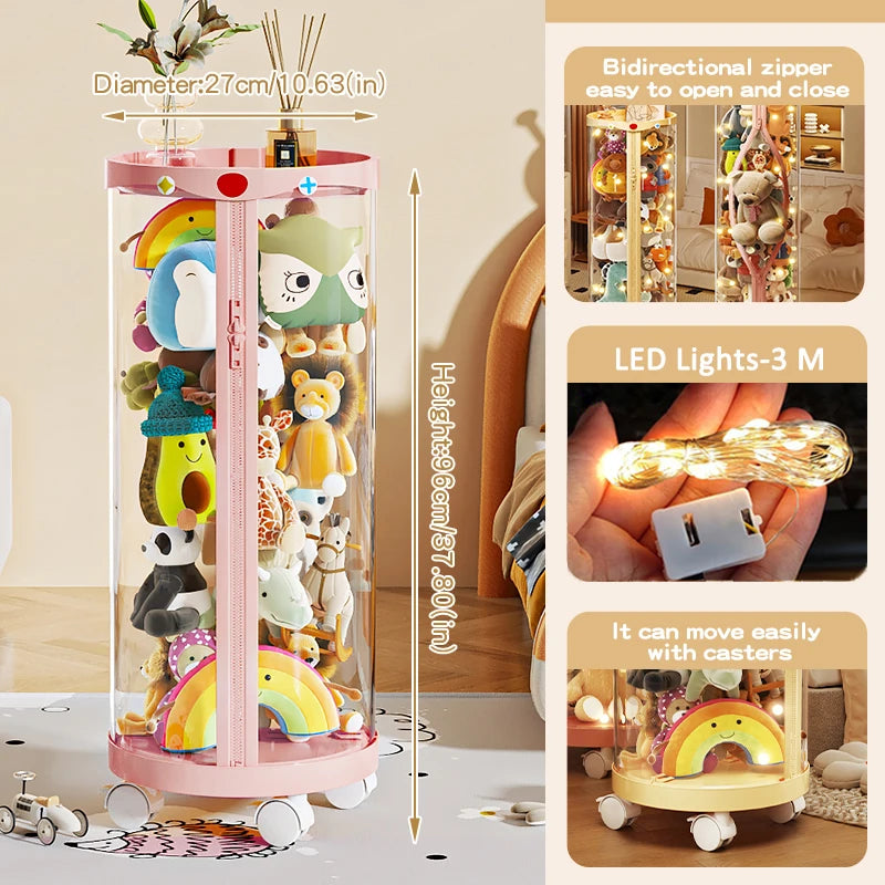 boîte jouets rotative transparente moderne roulettes multicolore organisateur enfant plastique respectueux environnement