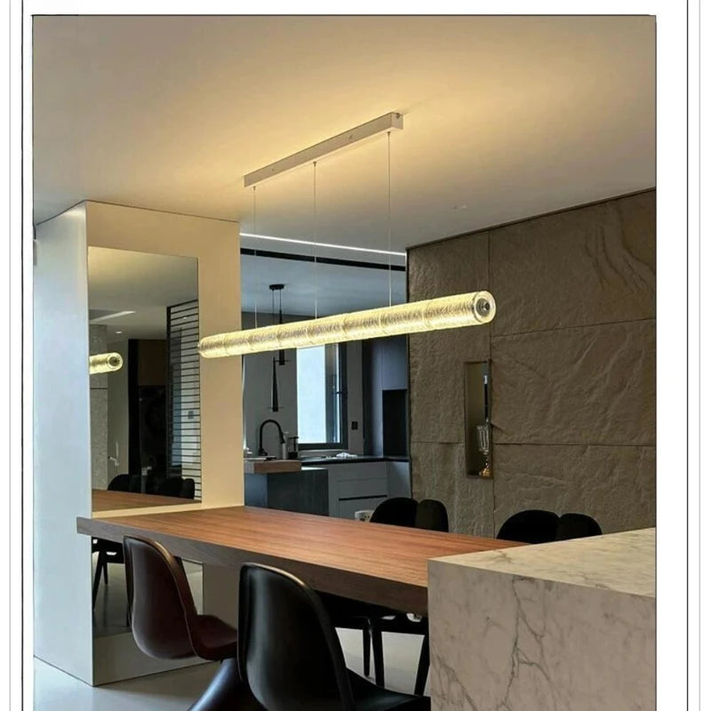 lumière suspendue moderne transparente ampoules led 124cm 165cm 207cm minimaliste