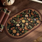 tapis table violet vert beige fleurs feuilles bordure rayée classique floral resistant pvc 30x50cm