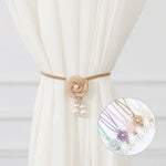 accessoires rideau fleurs cordon tressé rose violet beige blanc vert marronclair