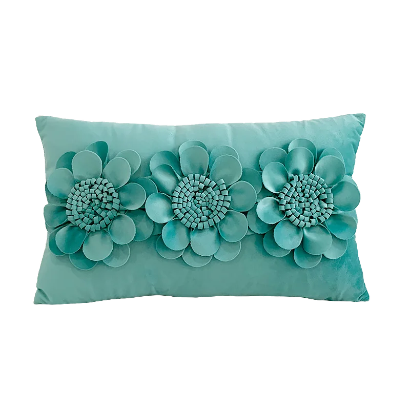 coussin velours moderne motif fleurs relief jaune gris rose blanc décoration intérieure sofa chaise