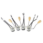perceuse main transparente moderne vert clair noir beige câble bouton bois