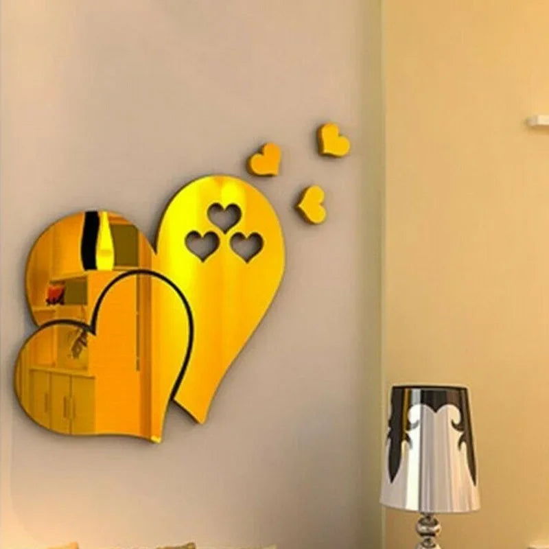 sticker mural coeurs transparents dorés argentés noir deco moderne chambre adolescente facile poser