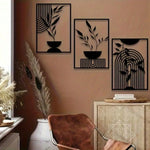 tableaux métalliques abstraits noirs moderne minimaliste intérieur extérieur lignes ondulées chambre salon