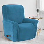 Housse fauteuil inclinable bleu noir gris jacinquée extensible moderne poche adhésif lavage machine