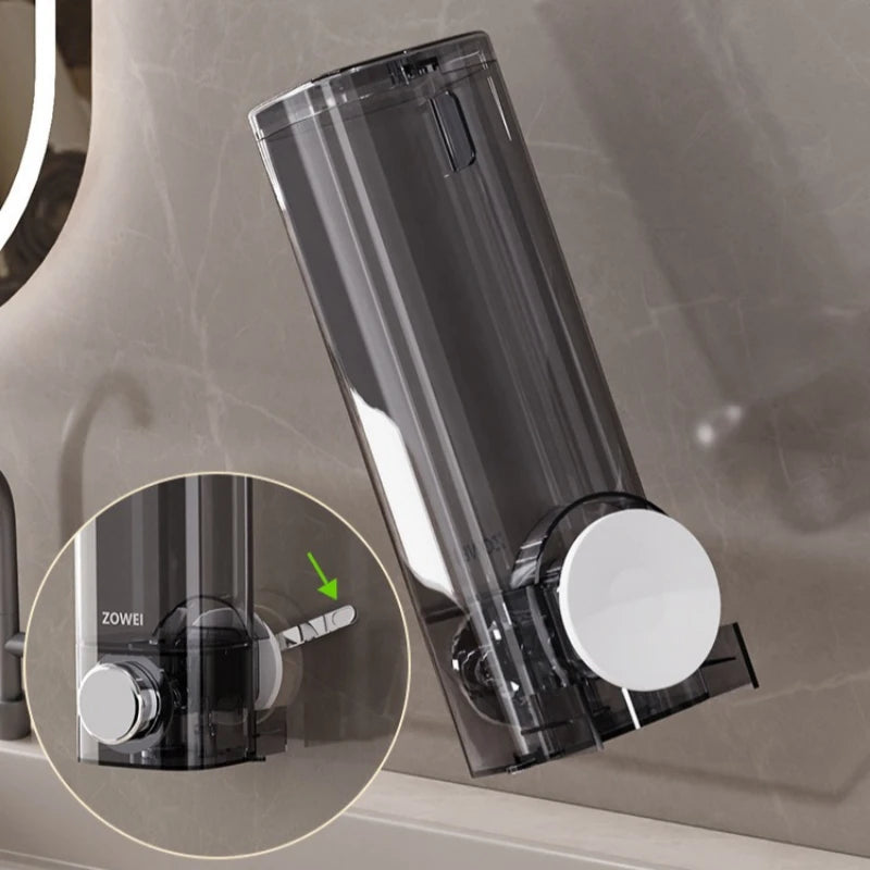 distributeur savon liquide adhésif transparent noir facile moderne minimaliste salle bain cuisine