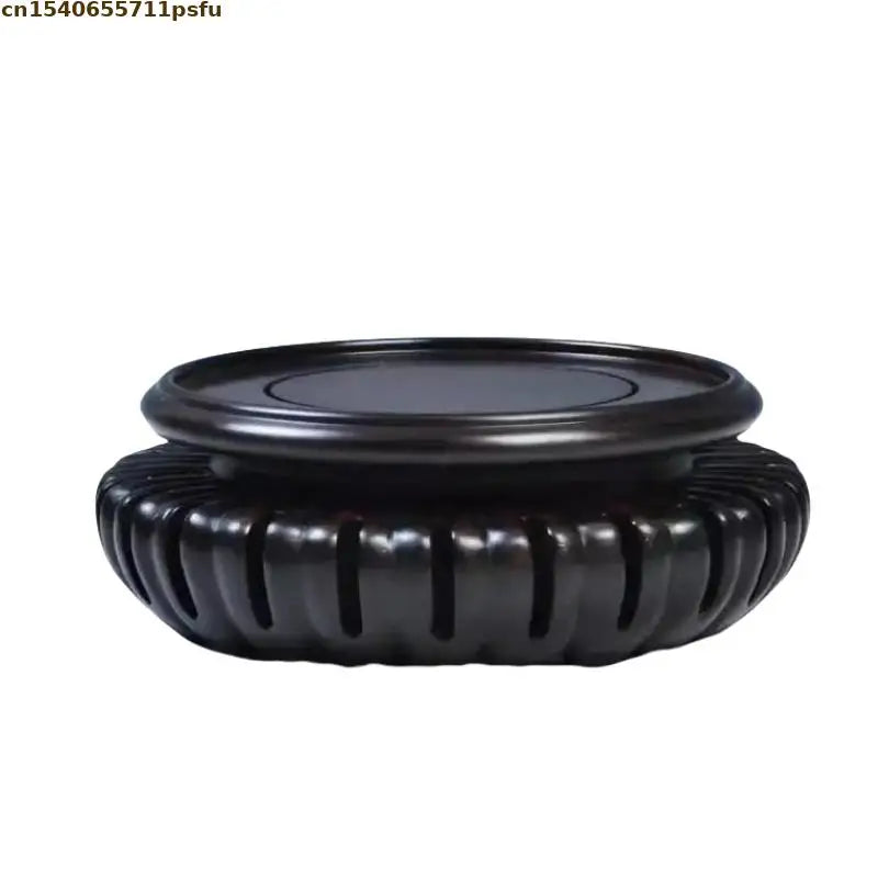 support vase bois relief dent scie couleur noire classique artisanal manuel