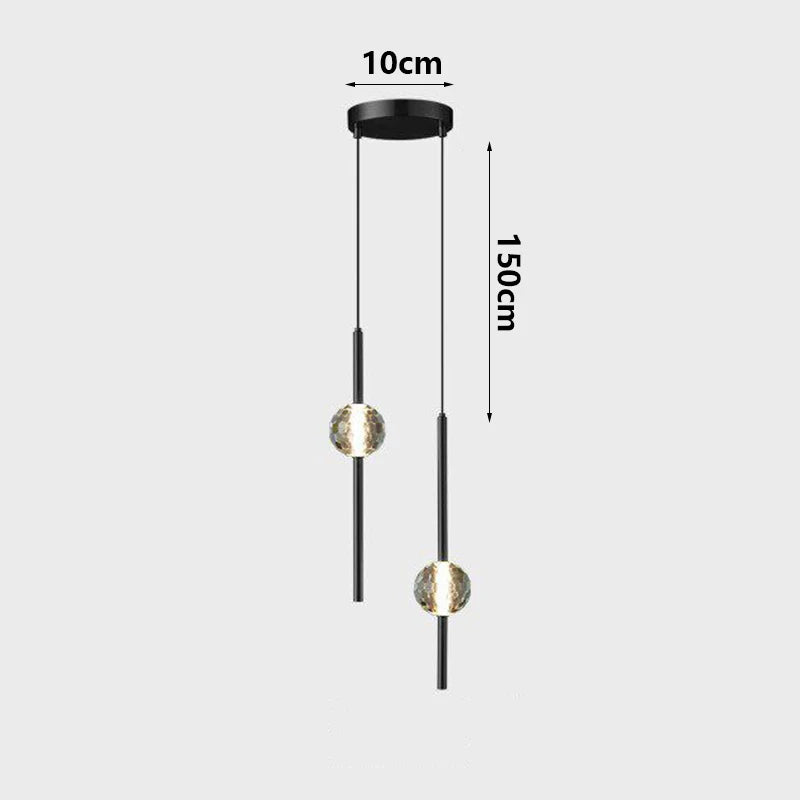 suspension luminaire moderne sphères translucides métal noir or chambre salon intérieur maison