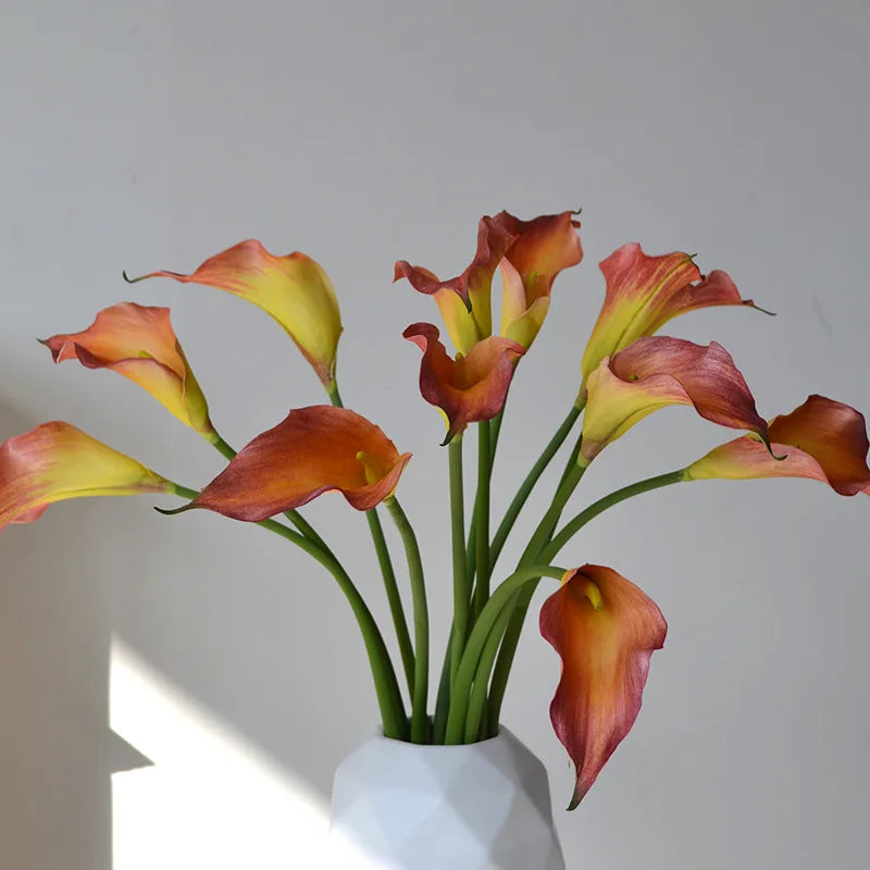 fleurs artificielles calla lily blanc rose orange vases transparents mariage anniversaireintérieurDecorationMinimaliste