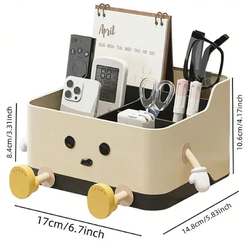 organisateur kawaii compartiments opaques calendrier stylos maquillage téléphone thermomètre ciseaux chargeur