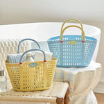 panier rangement perforé moderne rose bleu jaune réutilisable stockage salle bain organisateur