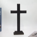 croix décorative bois noir simple minimaliste table murale autel chapelle prière