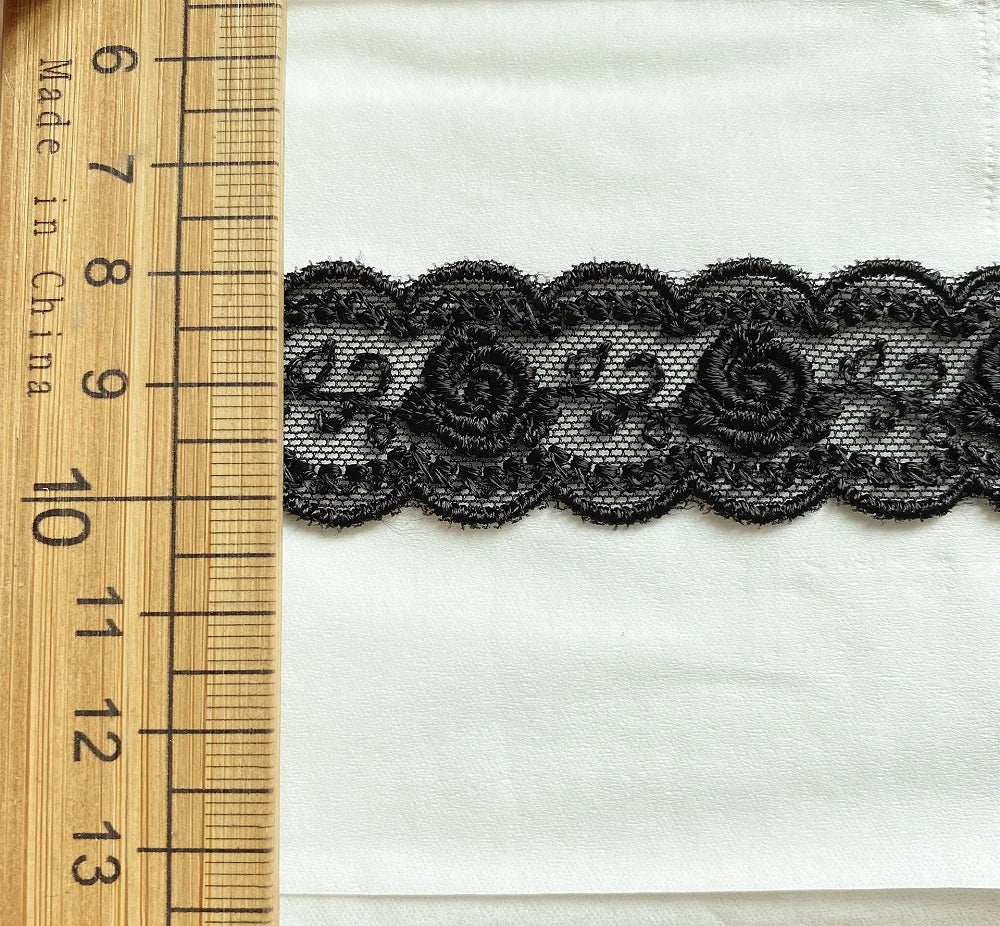 ruban dentelle motif floral blanc classique 2.3cm largeur 10mètres écologique tissu maille