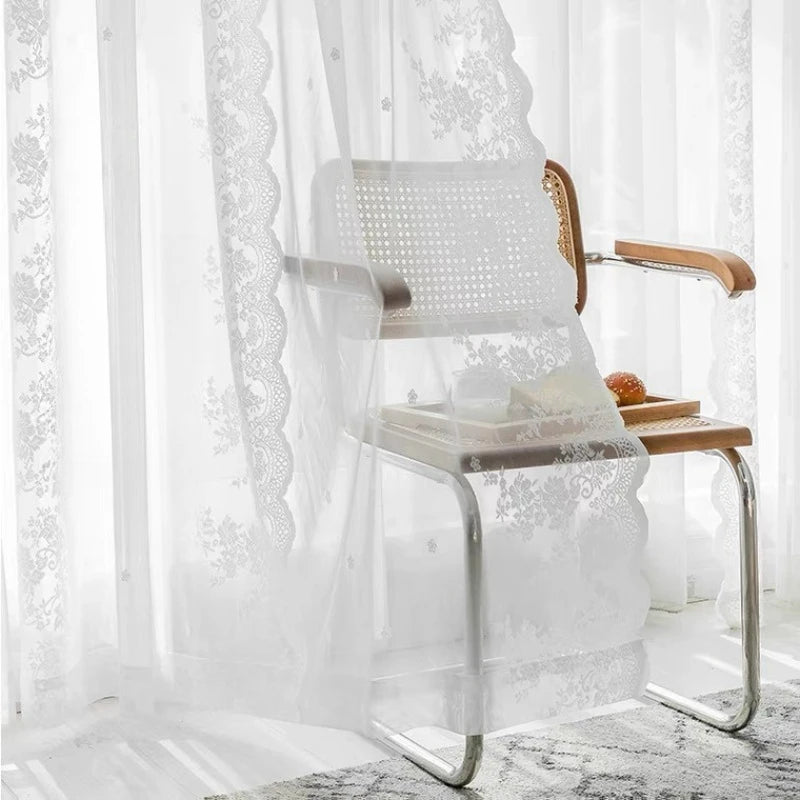 rideau blanc dentelle broderie florale moderne transparent salon chambre salon maison luxe