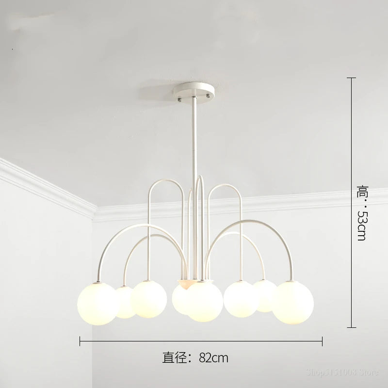 lustre moderne rouge noir doré sphères blanches opaques suspension salon chambre