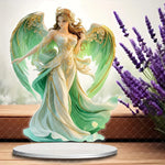 statue ange vert blanc doré élégante détaillée classique romantique maison 16cm 20cm opaquet pvc