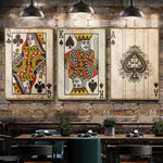 affiche vintage cartes jouer roi reine as toile moderne cadre bar maison