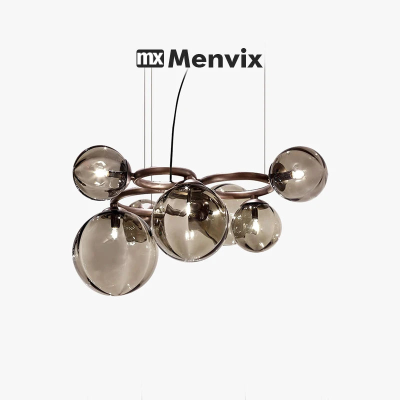 Suspension lumineuse moderne boule verre transparente câbles suspendus salle salon chambre
