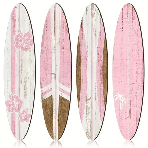 décoration murale surf rose vintage adhésif double face fleurs palmiers rétro bois opaque