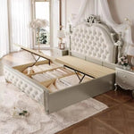 lit blanc tufté classique tiroirs chevet baroque moderne chambre coucher