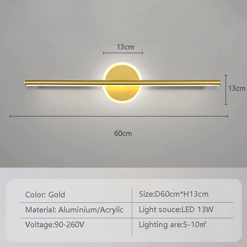 lampe murale miroir or noir minimaliste moderne 40 60 cm tricolore blanc chaleur led