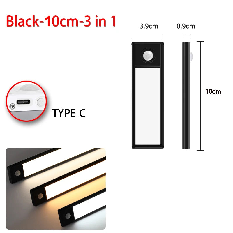 veilleuse led sans fil rechargeable détecteur mouvement sous meuble blanc moderne 10cm 20cm 30cm