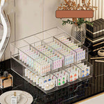 boîte rangement transparent moderne compartiments graphiques colorés réutilisable blanc fonctionnelle badges articles divers