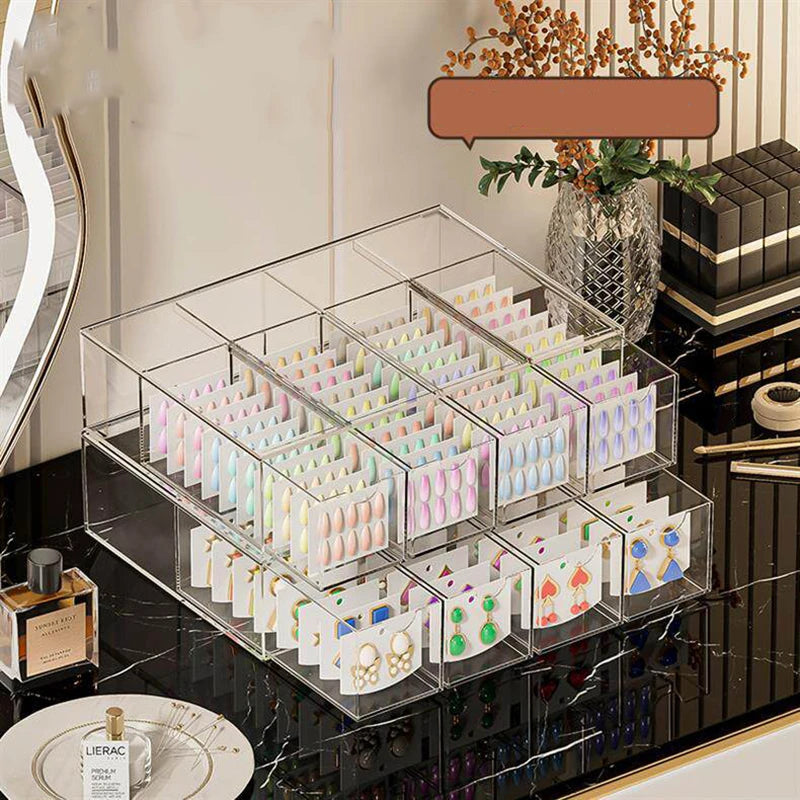boîte rangement transparent moderne compartiments graphiques colorés réutilisable blanc fonctionnelle badges articles divers