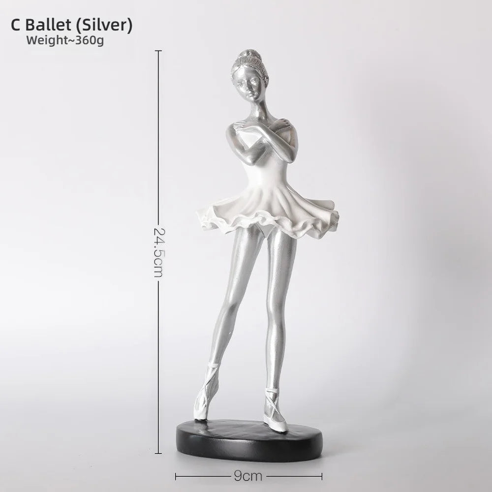 statue danseuse résine or blanc robes ballet décoration chambre enfant collection amateur