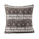 housse coussin décoratif contemporain beige noir gris motifs géométriques polyester coton