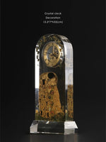 horloge table art nouveau klimt baiser cadran doré transparent verre géométrique salon vintage aiguille