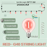 guirlande lumineuse led rouge sphères translucides moderne 10m 15m 20m
