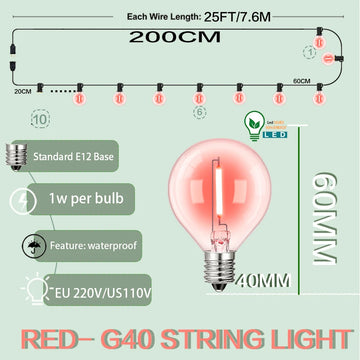 guirlande lumineuse led rouge sphères translucides moderne 10m 15m 20m